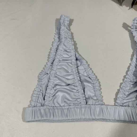 NWT Free People‎ [ Medium ] Wait & See Stripe Ribbed Bralette Palest Blue - Picture 7 of 14